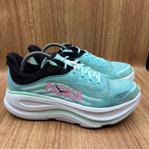 Hoka One One Shoes - Hoka Bondi 9 Running Shoes Women's 10 B Aqua Pink 1127952 Sneakers